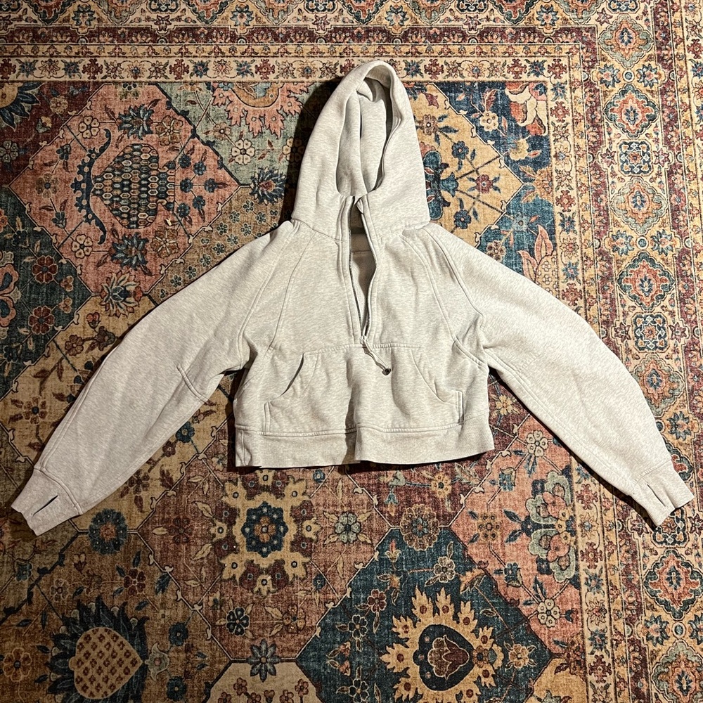 Lululemon Athletica Heather Gray Cropped Hoodie